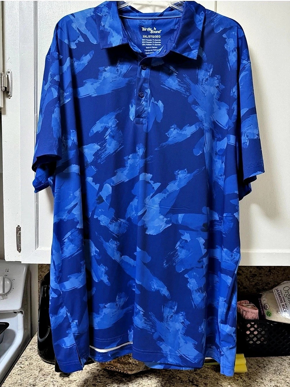 BirdieBound Abstract Short Sleeve Polo in Blue Size 3XL Like New